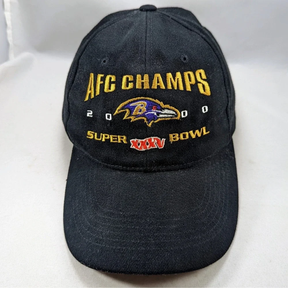 Vintage Baltimore Ravens 2000‎ Y2K AFC Champions Super Bowl Strapback Hat Cap